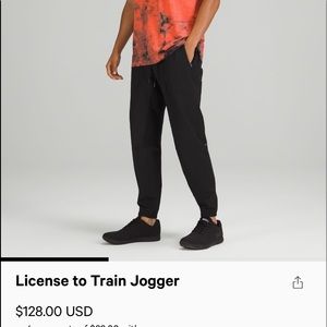 Mens lululemon black license to train jogger size Medium